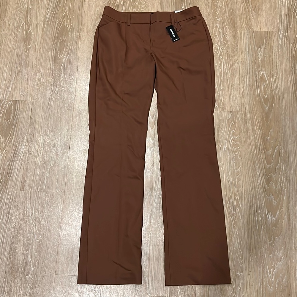 COPY - NWT Express Editor Barley Boot Low Rise Trousers Brown 8R Stretch